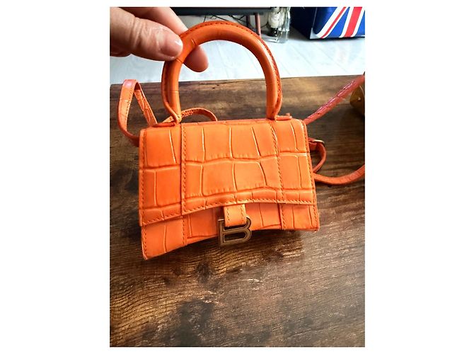 Borsa mini Hourglass con manico superiore di Balenciaga Arancione - vista 2