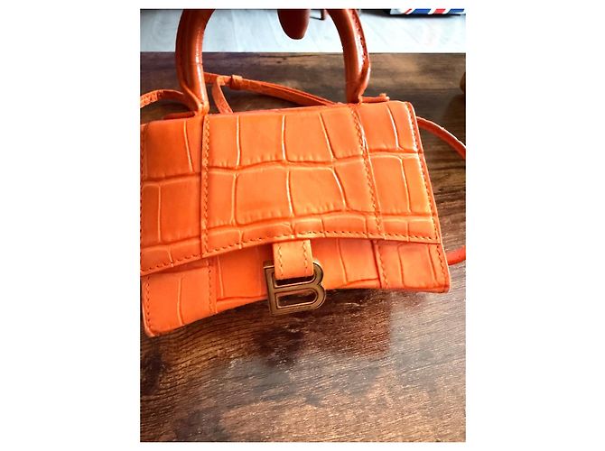 Borsa mini Hourglass con manico superiore di Balenciaga Arancione - vista 4