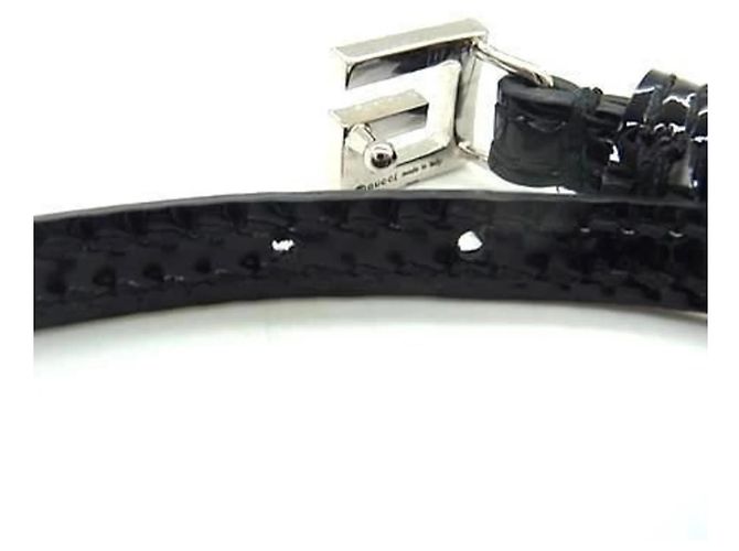 Bracciale in pelle verniciata nera GUCCI con charm Nero - vista 3