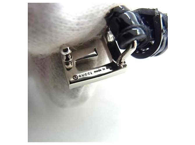 Bracciale in pelle verniciata nera GUCCI con charm Nero - vista 4