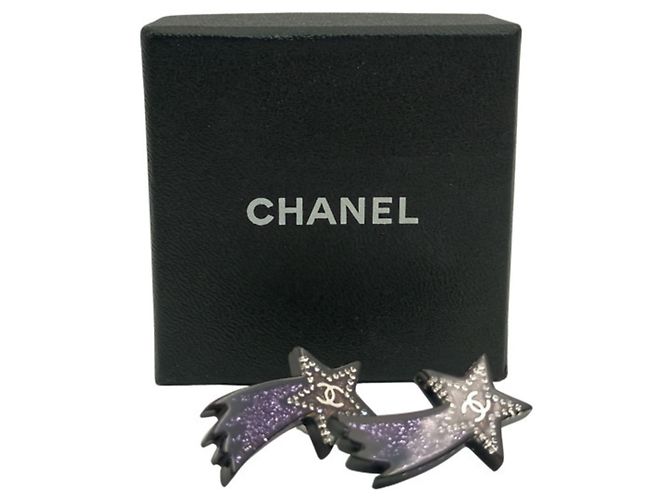 Chanel lila und silberne Ohrringe - Ansicht 5