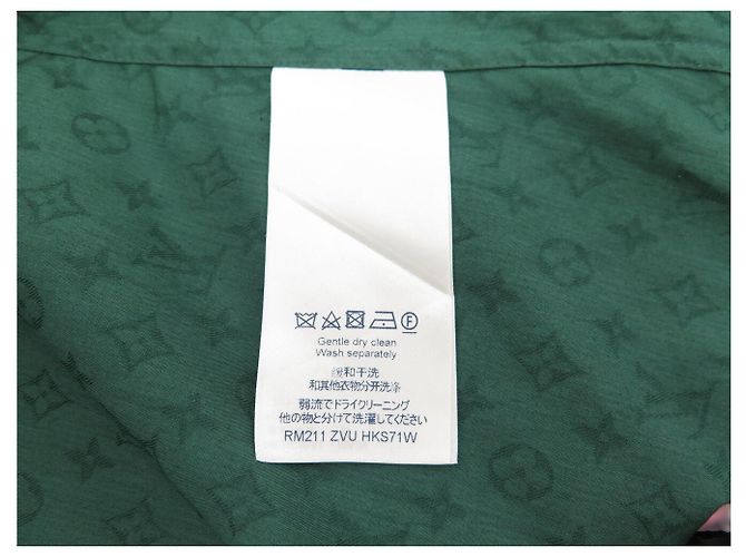 NEW LOUIS VUITTON LONG SLEEVE SLIM MONOGRAM SHIRT XL M 48 FR SKIRT Green - view 11