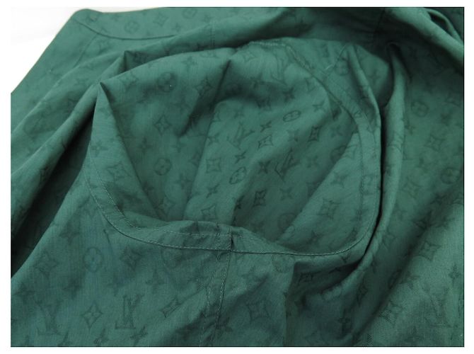 NEW LOUIS VUITTON LONG SLEEVE SLIM MONOGRAM SHIRT XL M 48 FR SKIRT Green - view 12