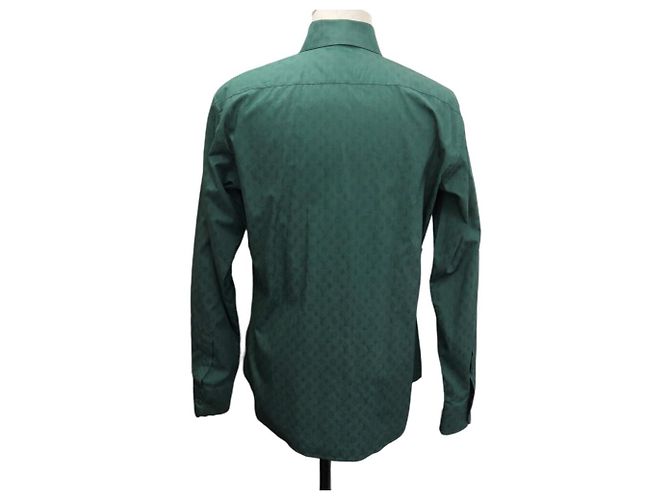 NEW LOUIS VUITTON LONG SLEEVE SLIM MONOGRAM SHIRT XL M 48 FR SKIRT Green - view 3