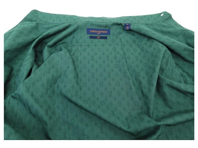 NEW LOUIS VUITTON LONG SLEEVE SLIM MONOGRAM SHIRT XL M 48 FR SKIRT Green - view 4