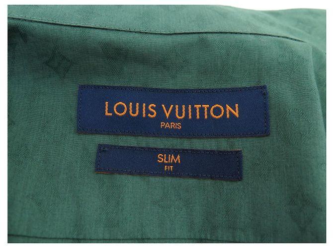 NEW LOUIS VUITTON LONG SLEEVE SLIM MONOGRAM SHIRT XL M 48 FR SKIRT Green - view 7