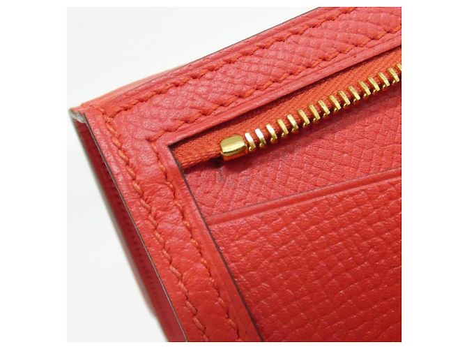 Portafoglio Lungo Soufflet Epsom Béarn di Hermès Rosso - vista 10