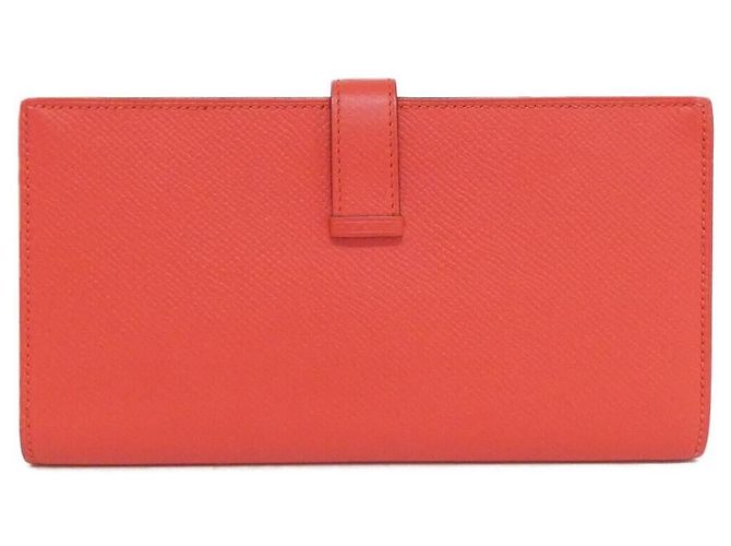 Portafoglio Lungo Soufflet Epsom Béarn di Hermès Rosso - vista 2