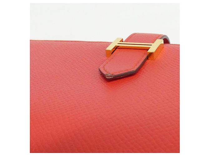 Portafoglio Lungo Soufflet Epsom Béarn di Hermès Rosso - vista 5