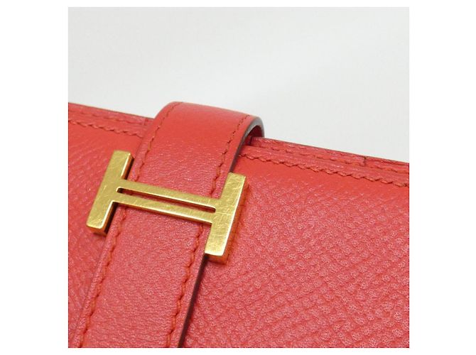 Portafoglio Lungo Soufflet Epsom Béarn di Hermès Rosso - vista 6