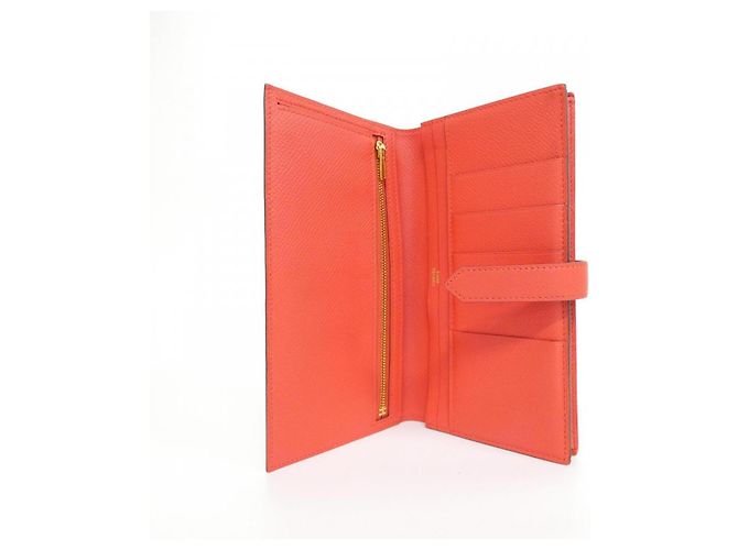Portafoglio Lungo Soufflet Epsom Béarn di Hermès Rosso - vista 7