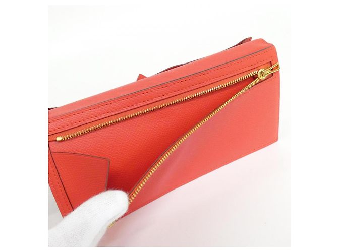 Portafoglio Lungo Soufflet Epsom Béarn di Hermès Rosso - vista 9