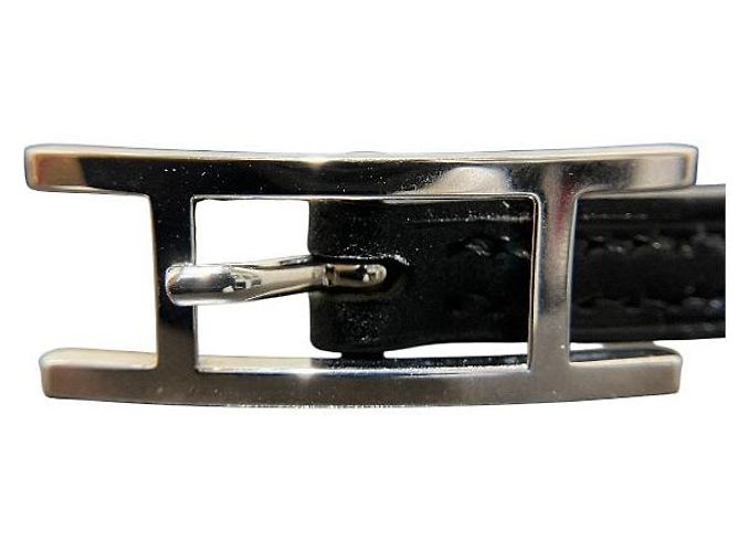 Hermès Beapi Double Tour Leather Metal Bracelet Black - view 2