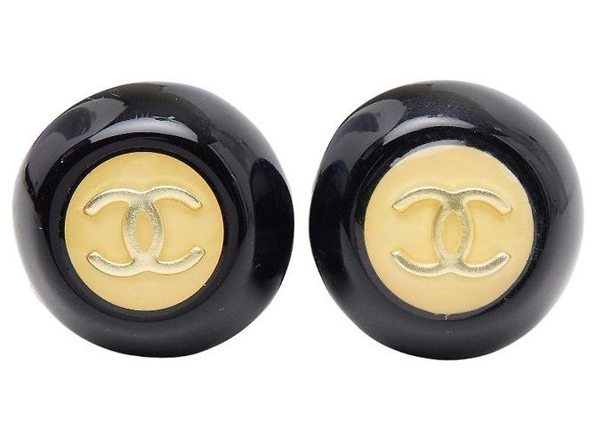 Orecchini vintage Chanel Coco Mark Nero - vista 2