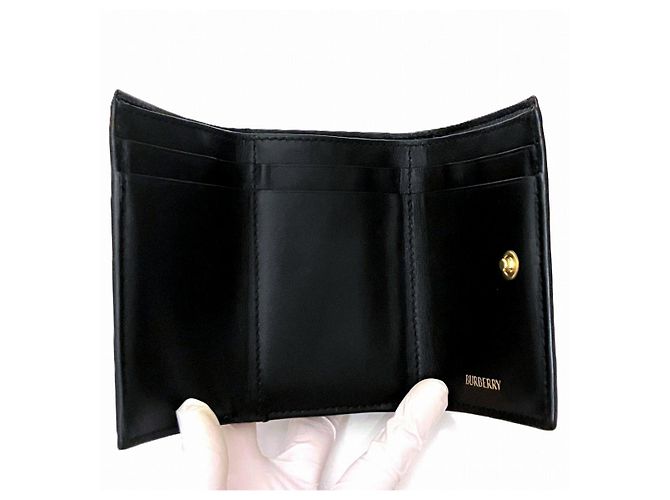 Burberry Leather Trifold Wallet Black - view 3