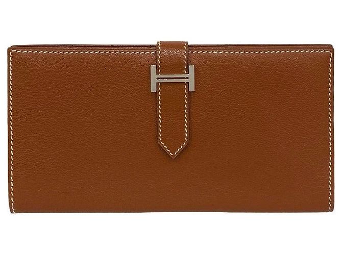 Portafoglio Lungo Hermès Béarn Soufflet VEAU EPSOM Metallico Bronzo - vista 2