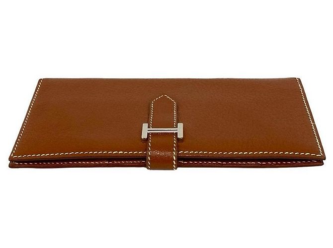 Portafoglio Lungo Hermès Béarn Soufflet VEAU EPSOM Metallico Bronzo - vista 4