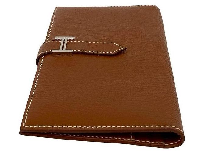 Portafoglio Lungo Hermès Béarn Soufflet VEAU EPSOM Metallico Bronzo - vista 5