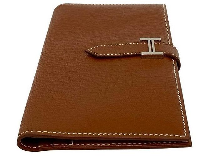 Portafoglio Lungo Hermès Béarn Soufflet VEAU EPSOM Metallico Bronzo - vista 6