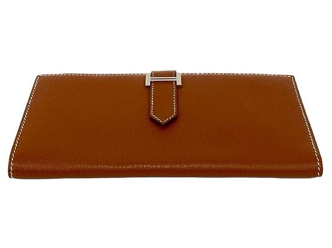 Portafoglio Lungo Hermès Béarn Soufflet VEAU EPSOM Metallico Bronzo - vista 7