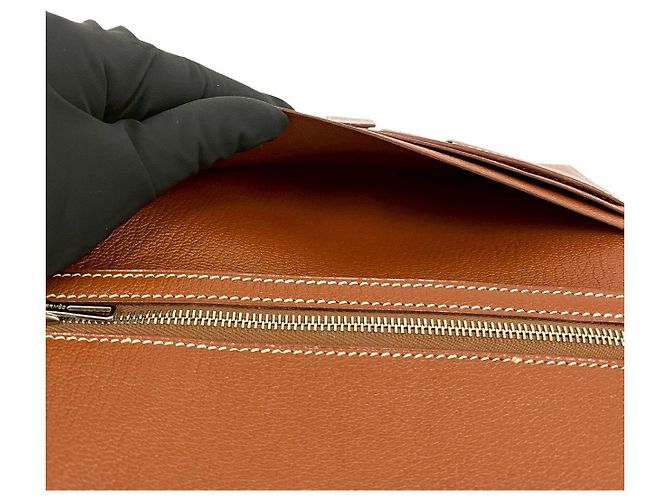 Portafoglio Lungo Hermès Béarn Soufflet VEAU EPSOM Metallico Bronzo - vista 9