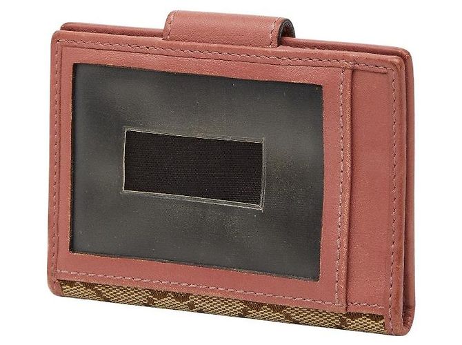Tarjetero de lona GG Gucci Castaño Beige - vista 2