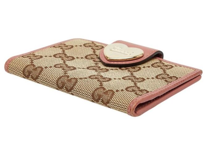 Tarjetero de lona GG Gucci Castaño Beige - vista 4