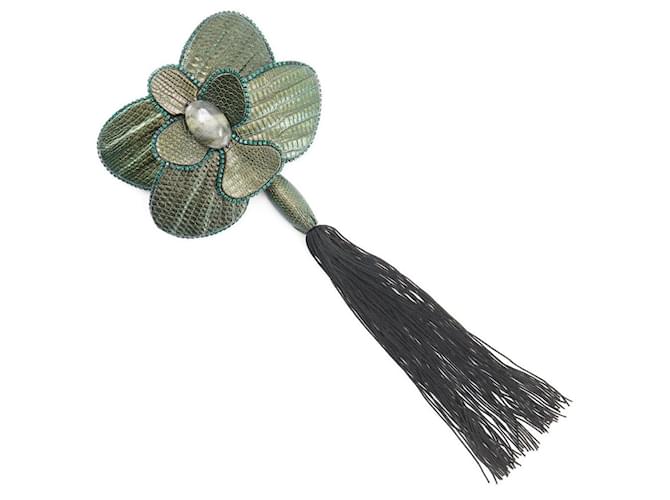 Autre Marque Spilla con lunghe nappe Verde - vista 4