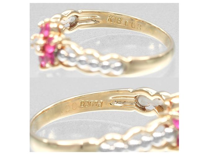 Autre Marque Anello Fiore Au750 Pt900 D'oro - vista 4