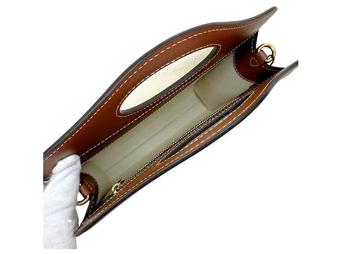 Borsa Burberry in tela e pelle di vitello, borsa 2 in 1 Marrone - vista 10