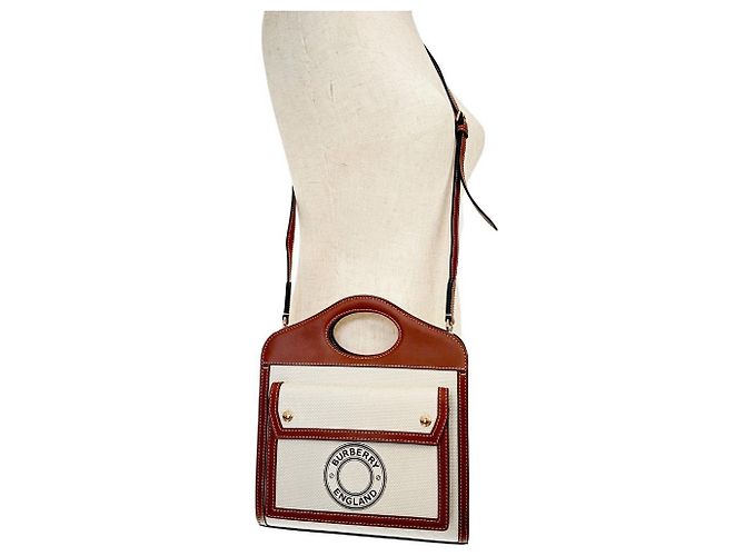 Borsa Burberry in tela e pelle di vitello, borsa 2 in 1 Marrone - vista 14