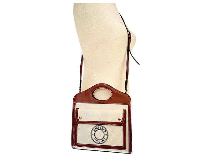 Borsa Burberry in tela e pelle di vitello, borsa 2 in 1 Marrone - vista 15