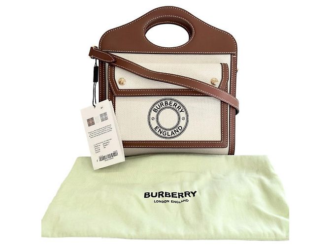 Borsa Burberry in tela e pelle di vitello, borsa 2 in 1 Marrone - vista 16