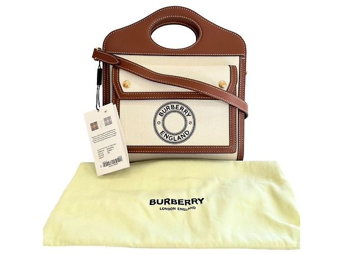 Borsa Burberry in tela e pelle di vitello, borsa 2 in 1 Marrone - vista 17