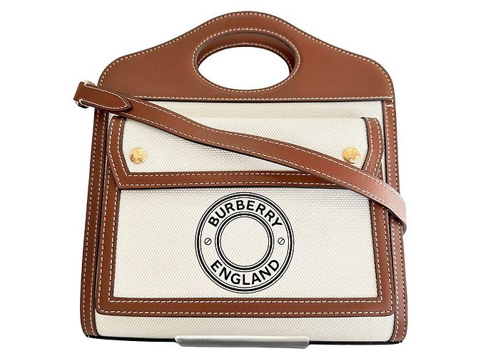 Borsa Burberry in tela e pelle di vitello, borsa 2 in 1 Marrone - vista 2