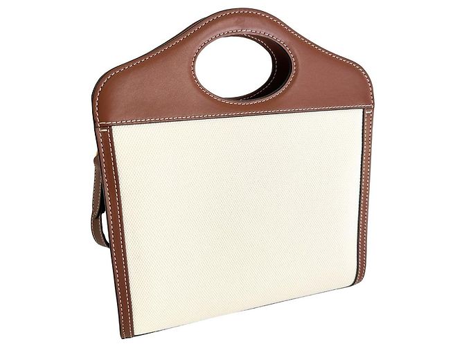 Borsa Burberry in tela e pelle di vitello, borsa 2 in 1 Marrone - vista 6