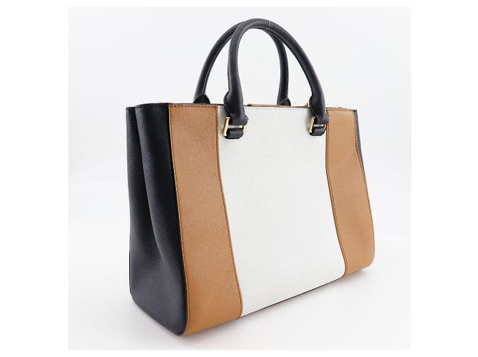 Borsa Tote in Pelle Michael Kors Marrone Nero Bianco - vista 3