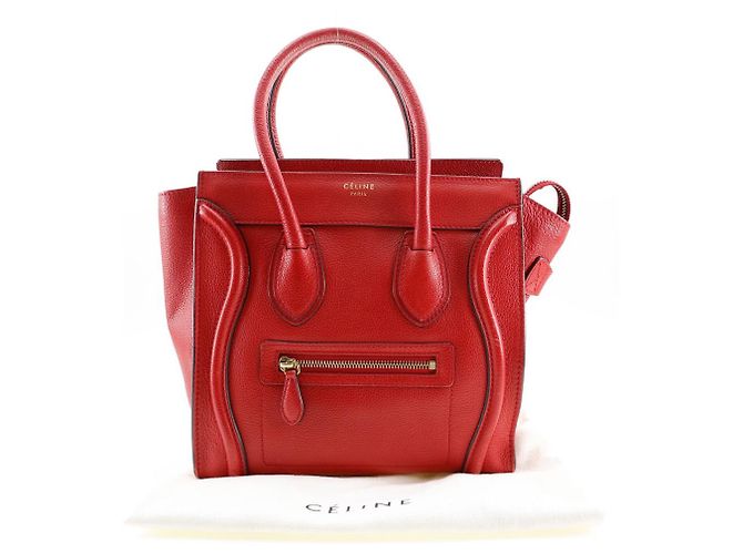 Céline Borsa a mano in pelle Celine Luggage Micro Shopper Rosso - vista 17