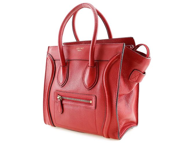 Céline Borsa a mano in pelle Celine Luggage Micro Shopper Rosso - vista 2