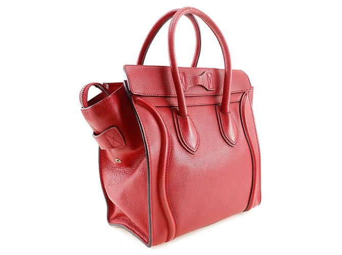 Céline Borsa a mano in pelle Celine Luggage Micro Shopper Rosso - vista 3