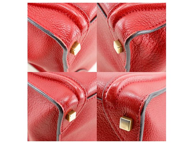 Céline Borsa a mano in pelle Celine Luggage Micro Shopper Rosso - vista 4