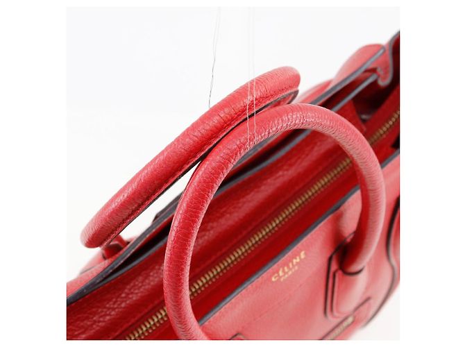 Céline Borsa a mano in pelle Celine Luggage Micro Shopper Rosso - vista 5