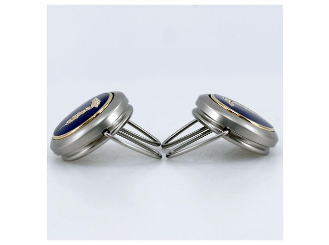 Autre Marque Gemelli in metallo con logo Trussardi Argento - vista 3