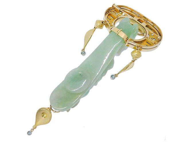 Autre Marque Spilla Nobuko Ishikawa Au750 Giada Spilla Pt900 D'oro - vista 2