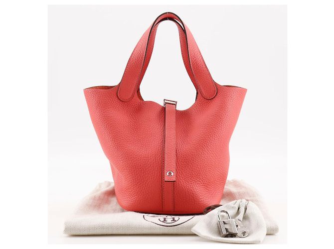 Borsa Hermès Picotin Lock Trillon in pelle Clemence Rosa - vista 8