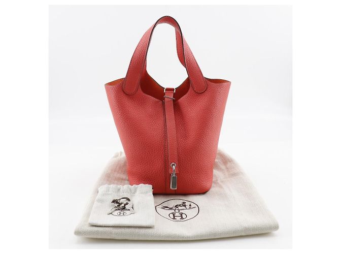 Borsa Hermès Picotin Lock Trillon in pelle Clemence Rosa - vista 9