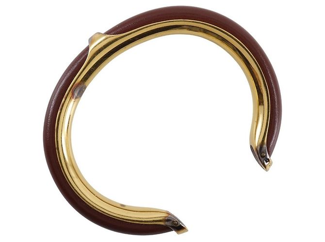 Bracciale in pelle vintage Hermès Bronzo - vista 2