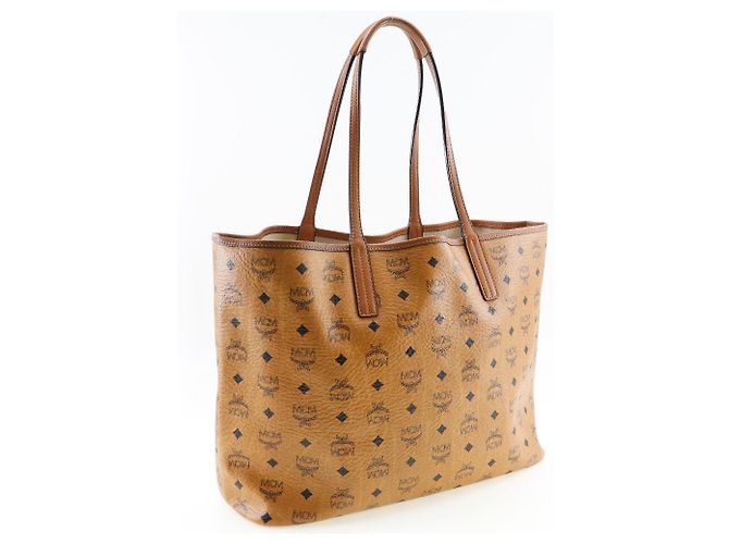 MCM Visetos PVC-beschichtete Canvas-Tote-Tasche Braun Bronze - Ansicht 3