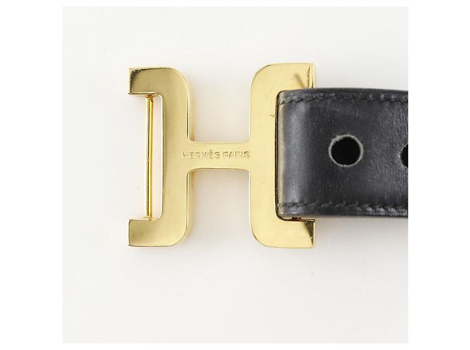 Cinturón H de piel de ternera de Hermès Negro - vista 12