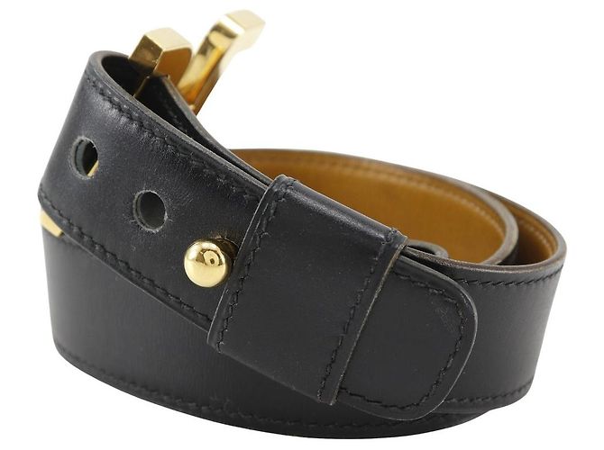 Cinturón H de piel de ternera de Hermès Negro - vista 2